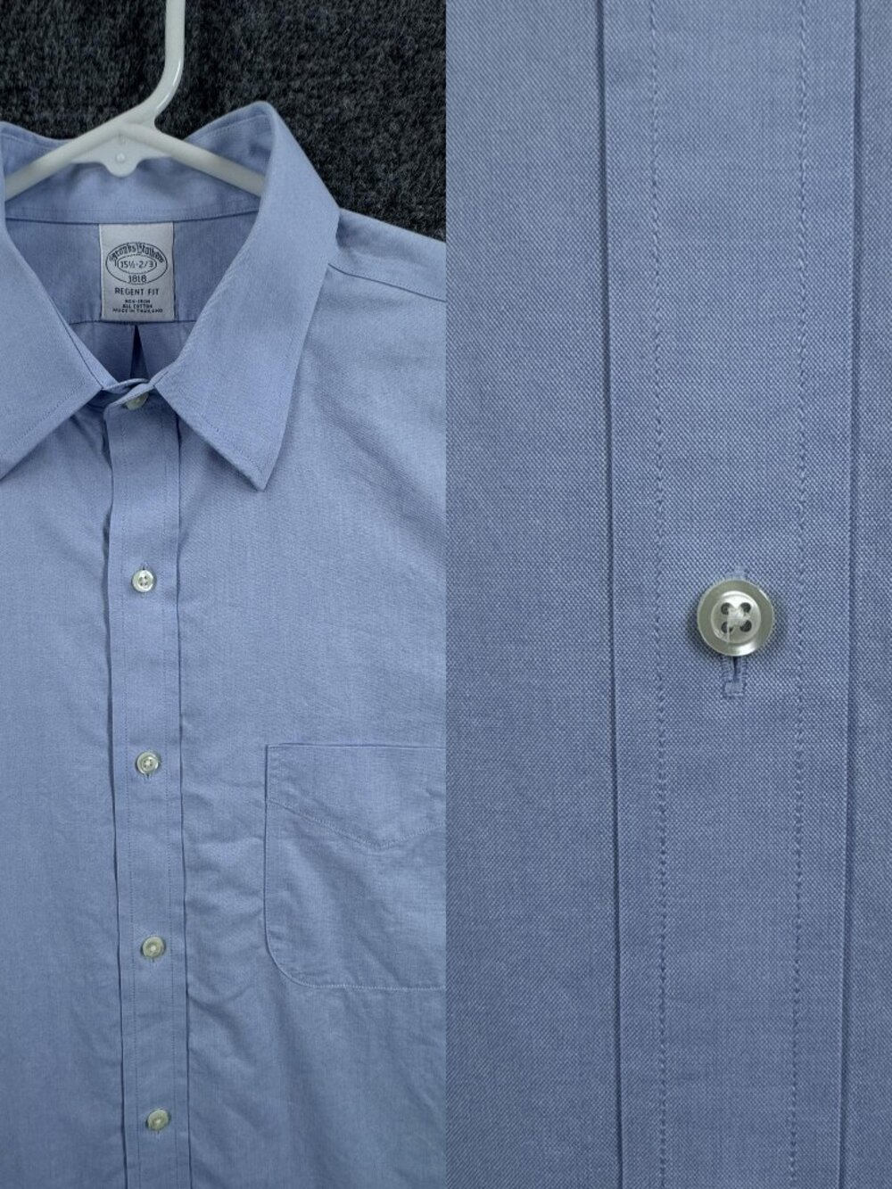 Brooks Brothers 15.5 2/3 Non-Iron Blue Point Regent All Cotton Pocket Shirt Mens